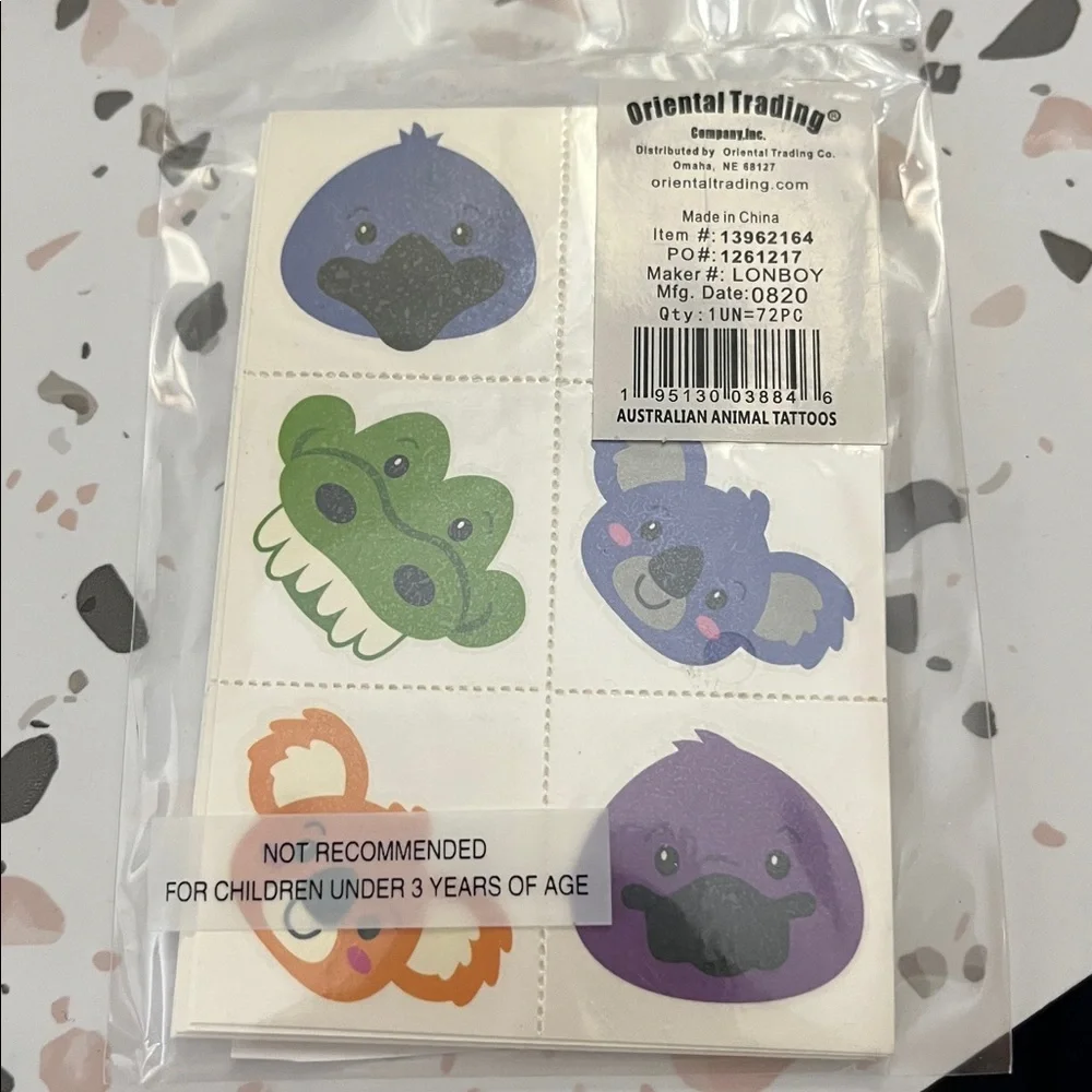 Bulk 72 Pc. Australian Animal Temporary Tattoos